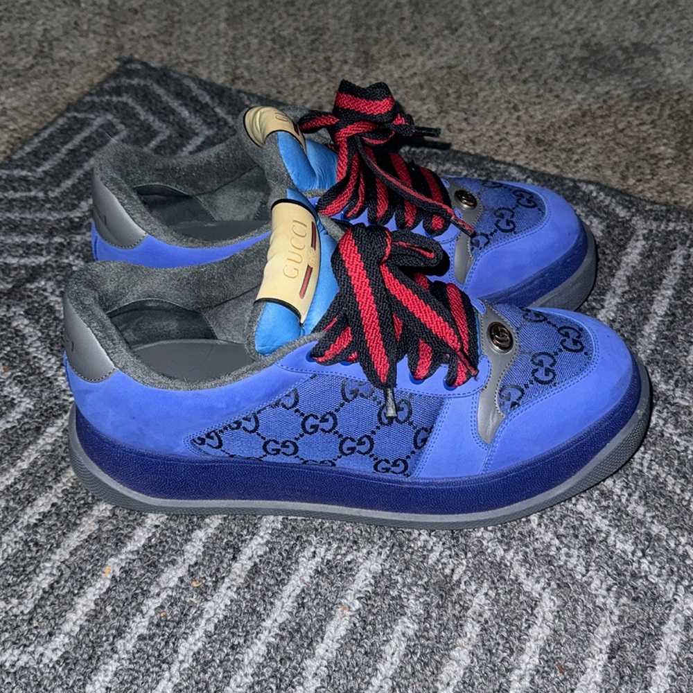 Men’s Gucci Blue , Black and Gray Sneaker Size 11 New without Tags .